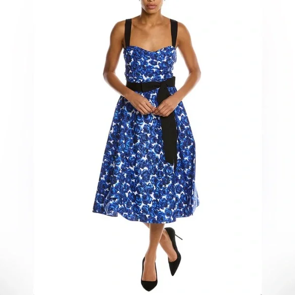 chinese dress ladies Carolina Herrera Cutout Bow Front Silk A-Line Dress, 4 / Black